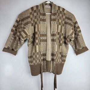 Escada Womens Size 36 Small Brown Tan Wool Alpaca Tie Cardigan Sweater